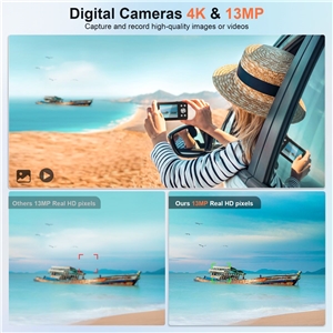 VITALUXE Digital Camera, 4K Kids Camera 13MP Point and Shoot Digital Cameras with 32GB SD Card 16X Zoom, 2.83'' Portable Vintage Small Camera for Teens Students Kids Boys Girls Adults Beginner(Black)