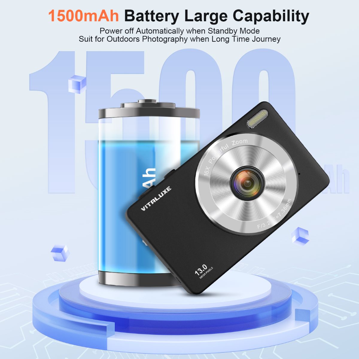 VITALUXE Digital Camera, 4K Kids Camera 13MP Point and Shoot Digital Cameras with 32GB SD Card 16X Zoom, 2.83'' Portable Vintage Small Camera for Teens Students Kids Boys Girls Adults Beginner(Black)