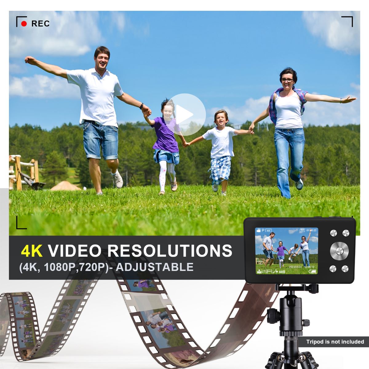 VITALUXE Digital Camera, 4K Kids Camera 13MP Point and Shoot Digital Cameras with 32GB SD Card 16X Zoom, 2.83'' Portable Vintage Small Camera for Teens Students Kids Boys Girls Adults Beginner(Black)