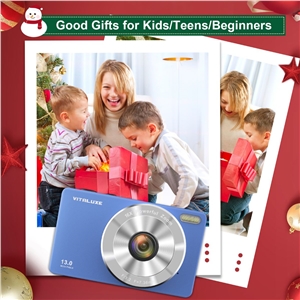 VITALUXE Digital Camera, 4K Kids Camera 13MP Point and Shoot Digital Cameras with 32GB SD Card 16X Zoom, 2.83'' Portable Vintage Small Camera for Teens Students Kids Boys Girls Adults Beginner(Blue)