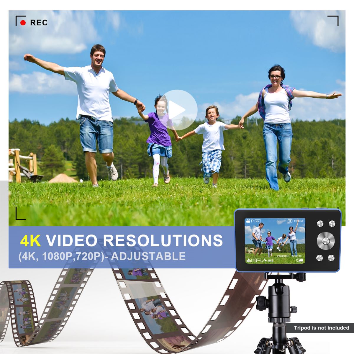 VITALUXE Digital Camera, 4K Kids Camera 13MP Point and Shoot Digital Cameras with 32GB SD Card 16X Zoom, 2.83'' Portable Vintage Small Camera for Teens Students Kids Boys Girls Adults Beginner(Blue)