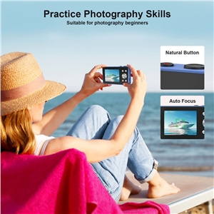 VITALUXE Digital Camera, 4K Kids Camera 13MP Point and Shoot Digital Cameras with 32GB SD Card 16X Zoom, 2.83'' Portable Vintage Small Camera for Teens Students Kids Boys Girls Adults Beginner(Blue)