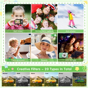VITALUXE Digital Camera, 4K Kids Camera 13MP Point and Shoot Digital Cameras with 32GB SD Card 16X Zoom, 2.84'' Portable Vintage Small Camera for Teens Students Kids Boys Girls Adults Beginner(Green)