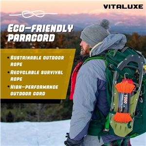 VITALUXE 1000Ib Paracord Rope, Tactical Parachute Cord with 12 Triple Strands, Heavy Duty Survival Gear for Camping, Hiking, Ideal for Bracelets, Lanyards, Diameter: 4MM, Orange