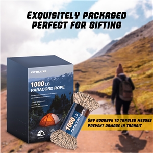 VITALUXE 1000Ib Paracord Rope, Tactical Parachute Cord with 12 Triple Strands, Heavy Duty Survival Gear for Camping, Hiking, Ideal for Bracelets, Lanyards, Diameter: 4MM, Desert Camo