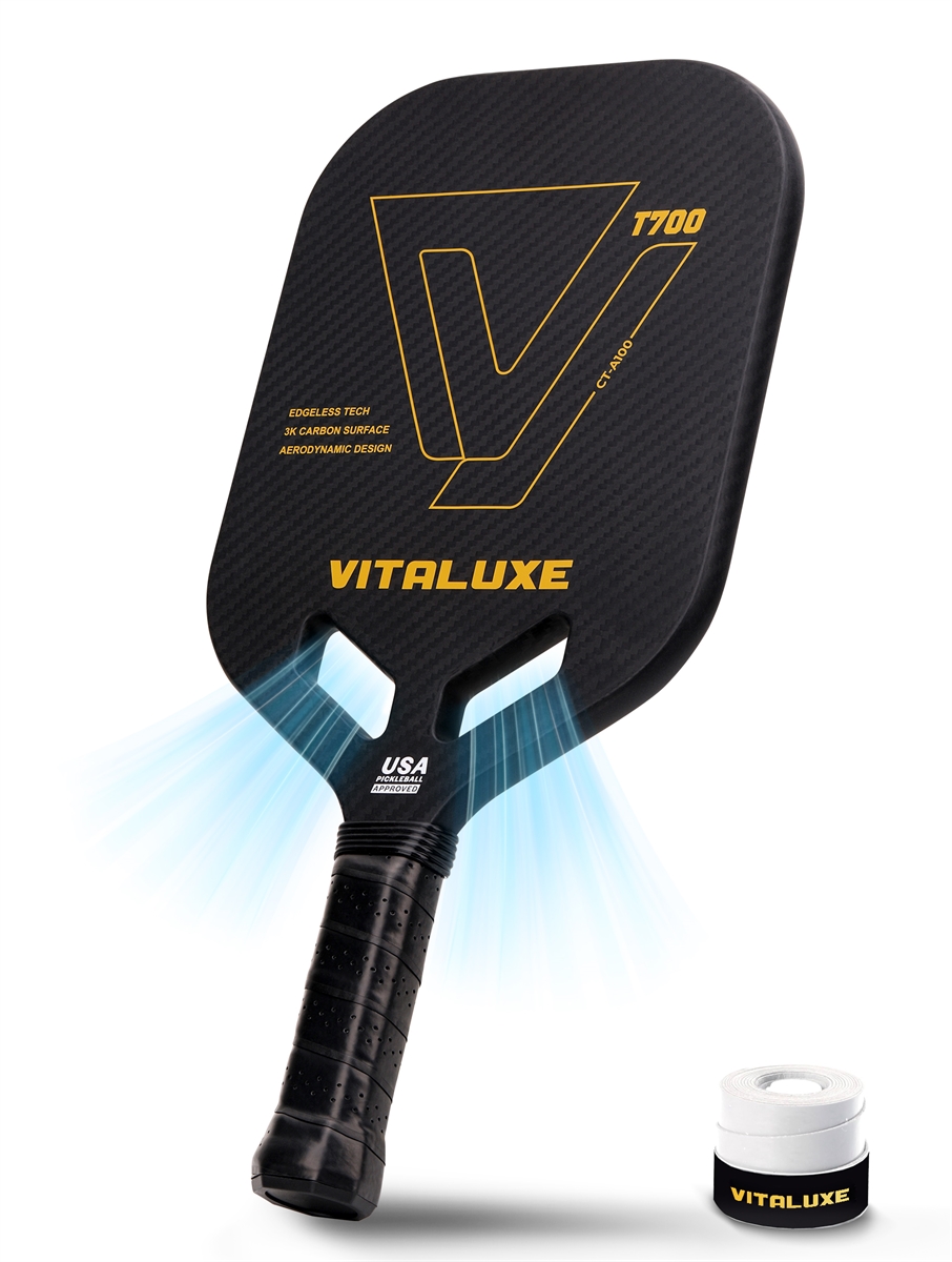 USAP Approved, Carbon Fiber Pickleball Paddle, Edgeless T700+3K Textured Carbon Friction Surface，Thermoformed Pickleball Paddle with Aerodynamic Design Used for tournaments,  Control