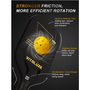 USAP Approved, Carbon Fiber Pickleball Paddle, Edgeless T700+3K Textured Carbon Friction Surface，Thermoformed Pickleball Paddle with Aerodynamic Design Used for tournaments,  Control