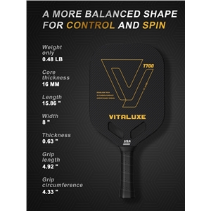USAP Approved, Carbon Fiber Pickleball Paddle, Edgeless T700+3K Textured Carbon Friction Surface，Thermoformed Pickleball Paddle with Aerodynamic Design Used for tournaments,  Control