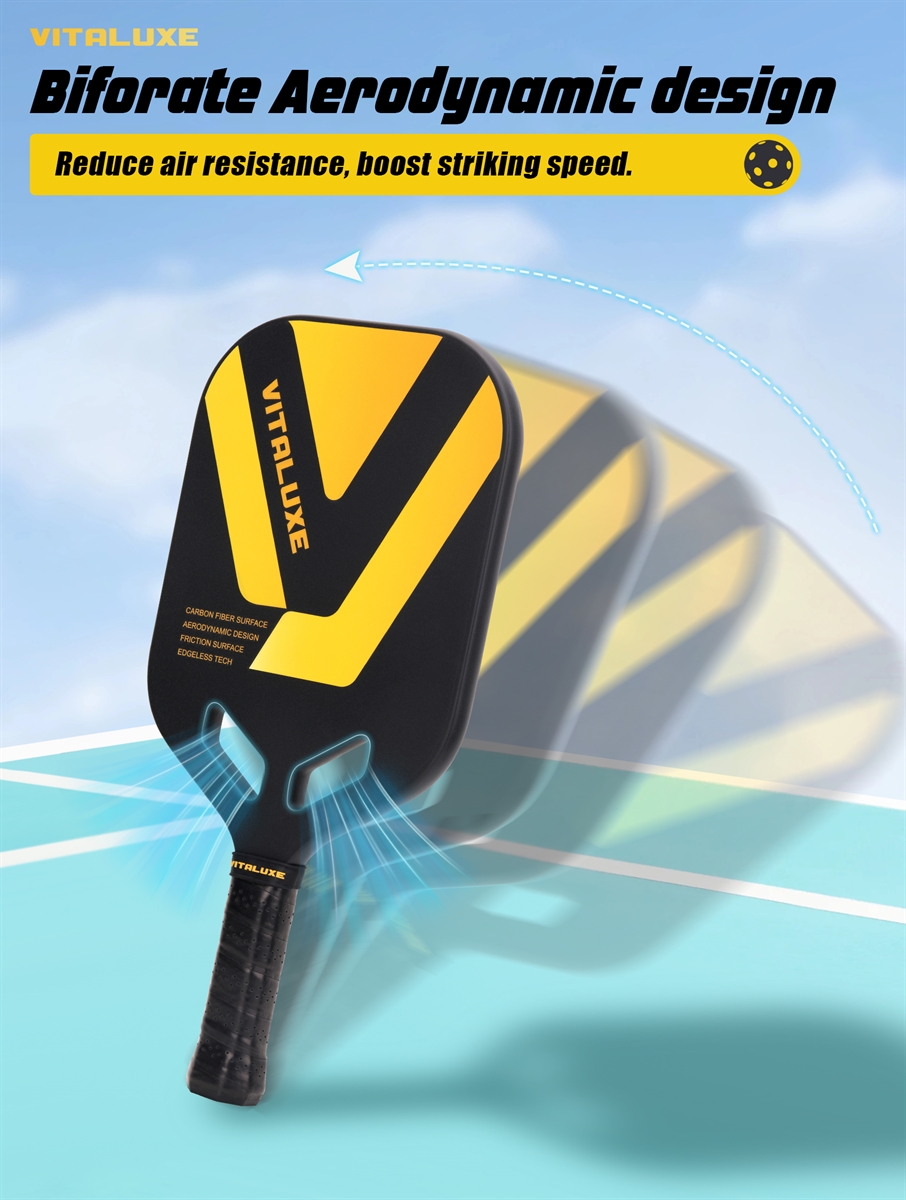 USAP Approved, Carbon Fiber Pickleball Paddle, Edgeless T700+3K Textured Carbon Friction Surface，Thermoformed Pickleball Paddle with Aerodynamic Design Used for tournaments, Power & Control & Spin Max, USAP Approved