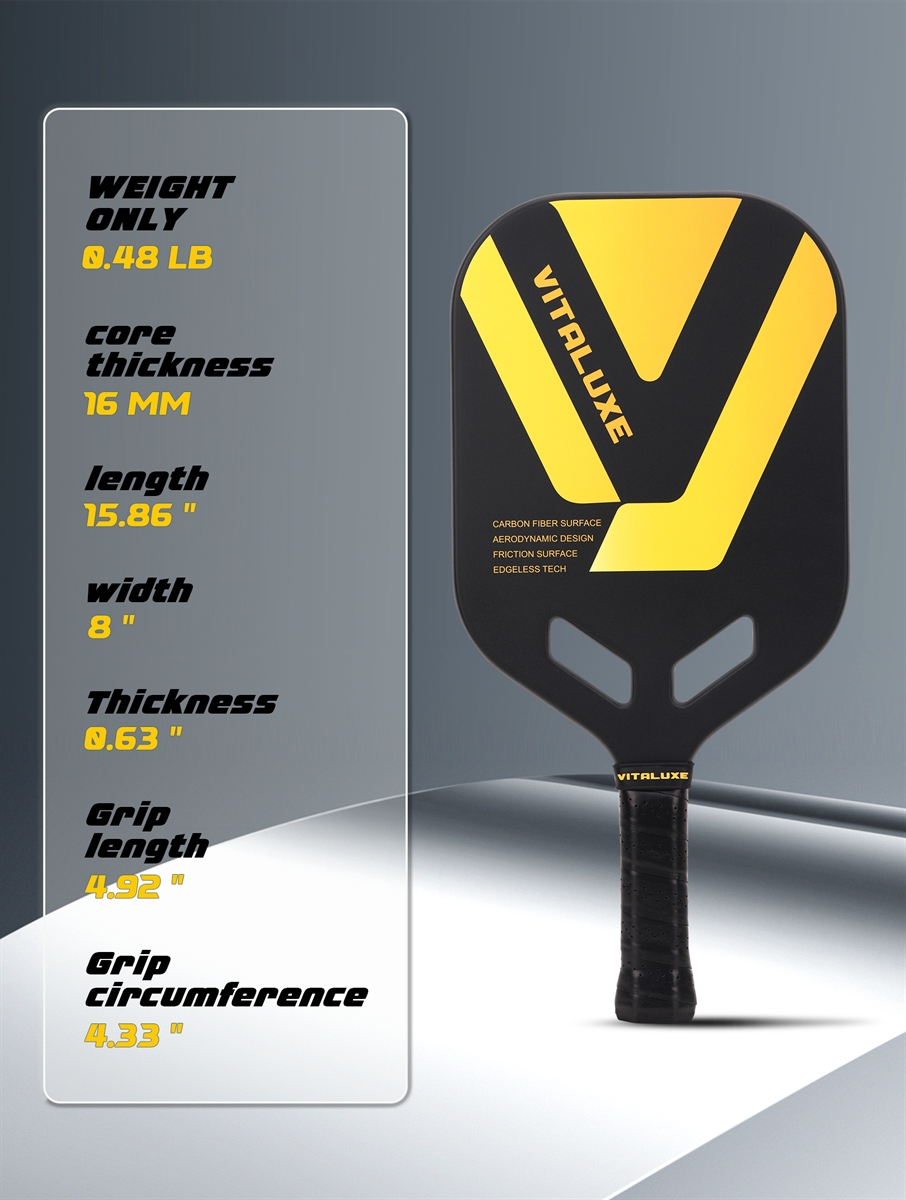 USAP Approved, Carbon Fiber Pickleball Paddle, Edgeless T700+3K Textured Carbon Friction Surface，Thermoformed Pickleball Paddle with Aerodynamic Design Used for tournaments, Power & Control & Spin Max, USAP Approved