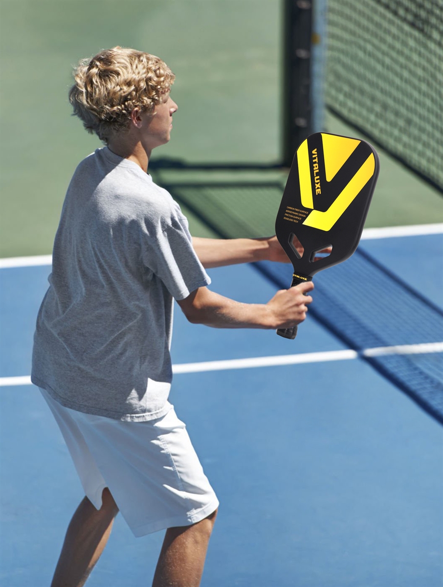 USAP Approved, Carbon Fiber Pickleball Paddle, Edgeless T700+3K Textured Carbon Friction Surface，Thermoformed Pickleball Paddle with Aerodynamic Design Used for tournaments, Power & Control & Spin Max, USAP Approved