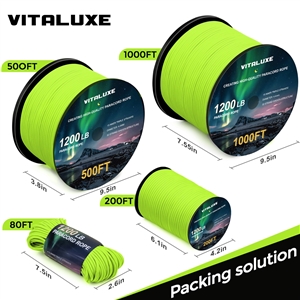 VITALUXE  1200lb Paracord Rope, 4.4mm 15 Triple Strands Paracord, Heavy Duty Tactical Parachute Cord for Survival Gear, Camping, Hiking, and Ideal for Bracelets, Lanyards, Type III
