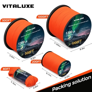 VITALUXE  1200lb Paracord Rope, 4.4mm 15 Triple Strands Paracord, Heavy Duty Tactical Parachute Cord for Survival Gear, Camping, Hiking, and Ideal for Bracelets, Lanyards, Type III