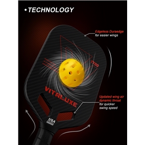 USAP Approved, Carbon Fiber Edgeless Pickleball Paddle，Exclusively Designed Weighting and Protection Edge Tape 2 Pack | Bag, power