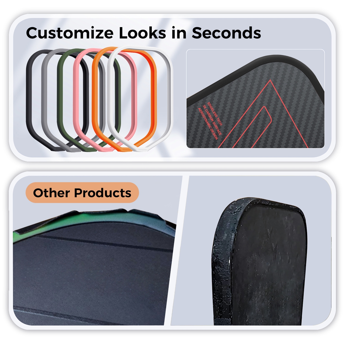 Pickleball Weighted Tape for 16mm Edgeless Paddles, Protective Edge Guard Tape, Lead Tape Alternative, No Glue, Easy Install and Replace Without Wrinkling, 2 Pack