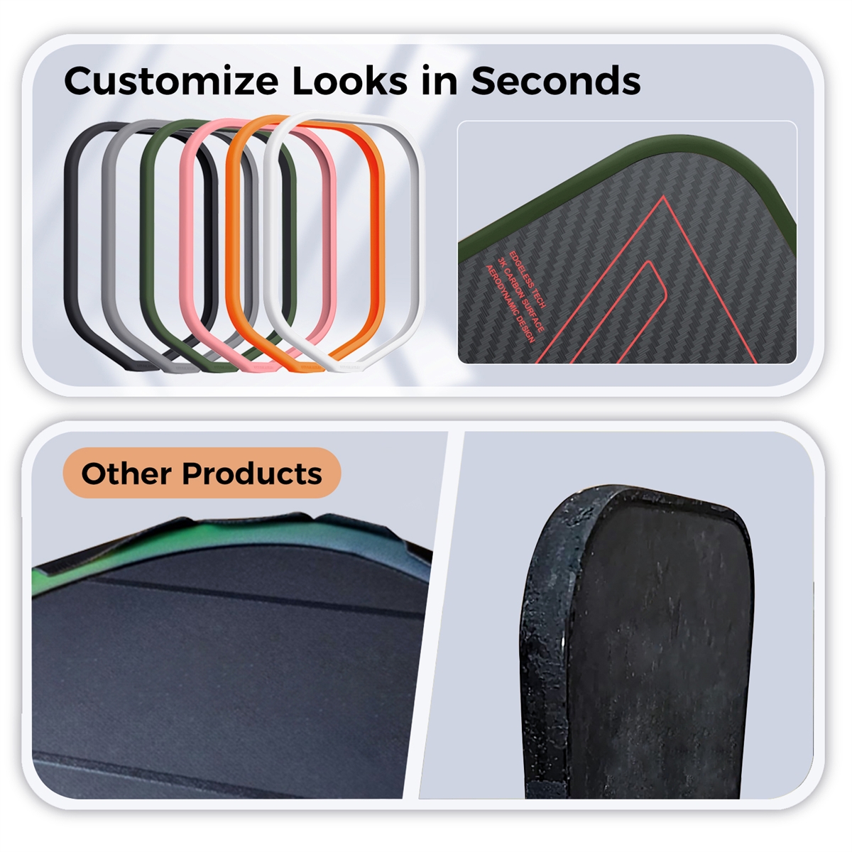 Pickleball Weighted Tape for 16mm Edgeless Paddles, Protective Edge Guard Tape, Lead Tape Alternative, No Glue, Easy Install and Replace Without Wrinkling, 2 Pack