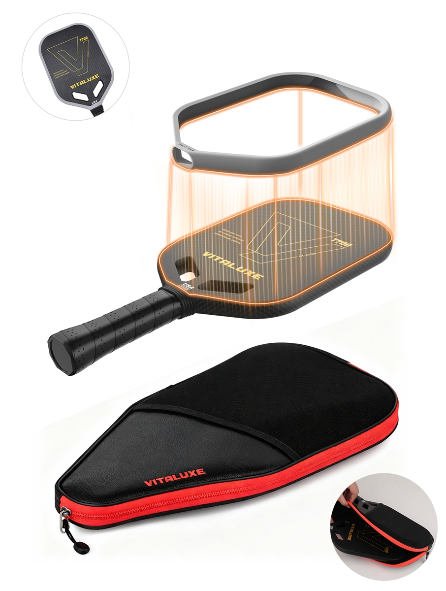 USAP Approved, Carbon Fiber Edgeless Pickleball Paddle，Exclusively Designed Weighting and Protection Edge Tape 2 Pack | Bag, control